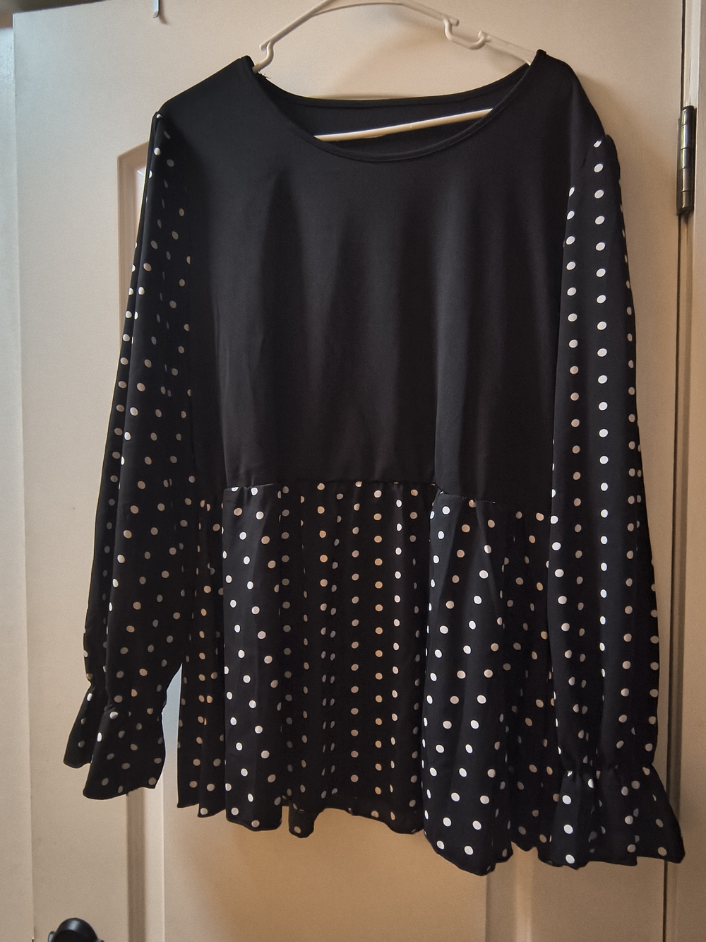 Black Polka Dot Peplum Top